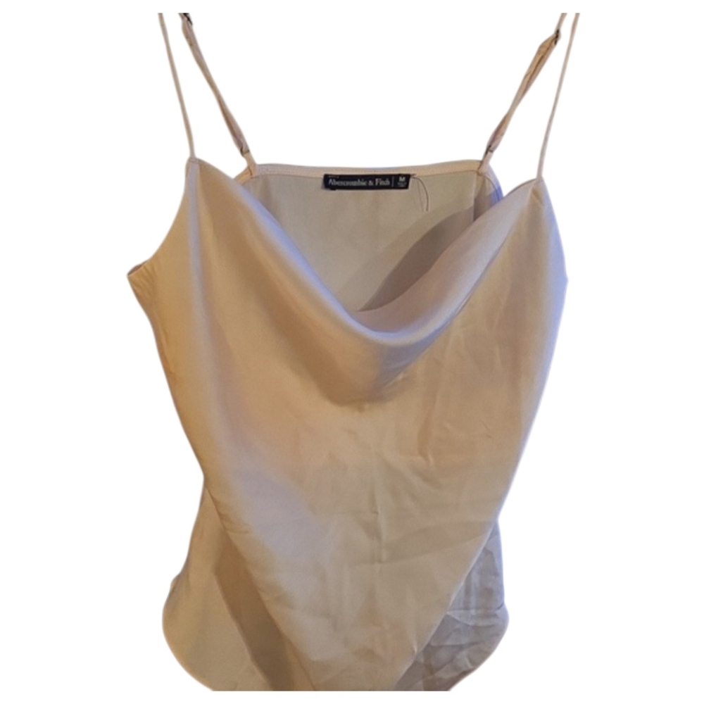 Abercrombie & Fitch Ivory Pink Cowlneck Camisole  Medium 19in P2P